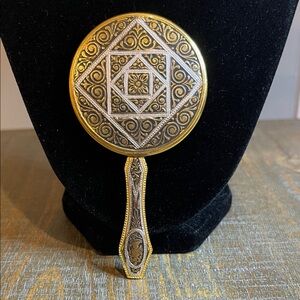 Vintage Damascene Handheld Pocket Mirror